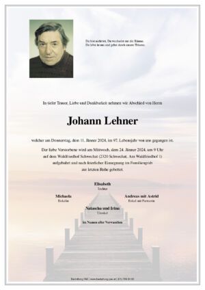Traueranzeige von Johann Lehner