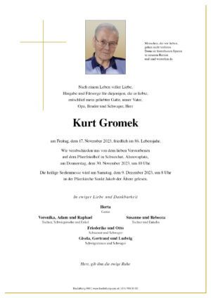 Traueranzeige von Kurt Gromek