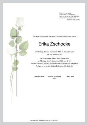Traueranzeige von Erika Zschocke