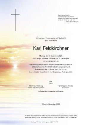 Traueranzeige von Karl Feldkirchner