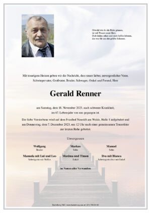 Traueranzeige von Gerald Renner
