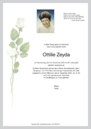 Traueranzeige von Ottilie Zeyda
