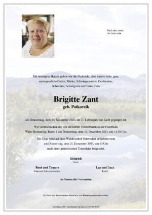 Traueranzeige von Brigitte Zant