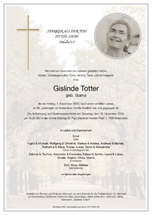 Traueranzeige von Gislinde Totter