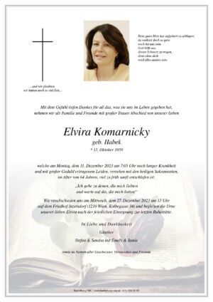 Traueranzeige von Elvira Komarnicky