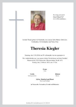 Traueranzeige von Theresia Kriegler