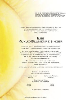 Traueranzeige von Ilse Kukuc-Blumenreisinger
