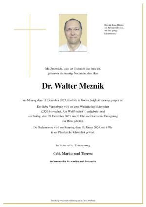 Traueranzeige von Dr. Walter Meznik