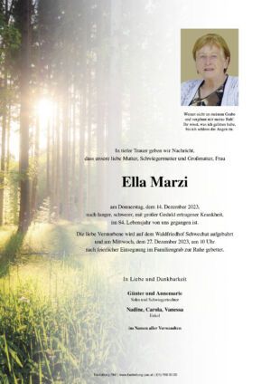 Traueranzeige von Ella Marzi