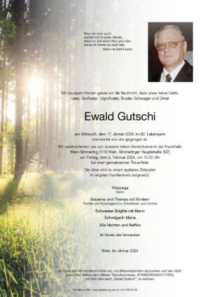 Traueranzeige von Ewald Gutschi