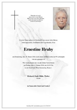 Traueranzeige von Ernestine Hruby
