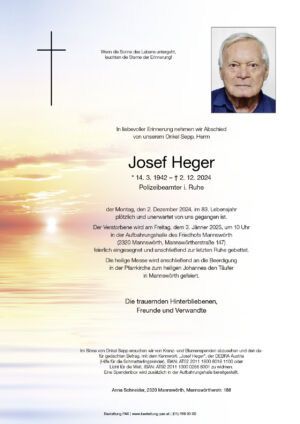 Traueranzeige von Josef Heger