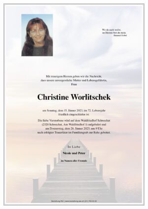 Traueranzeige von Christine Worlitschek