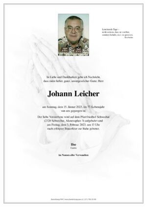 Traueranzeige von Johann Leicher