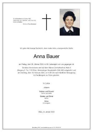 Traueranzeige von Anna Bauer