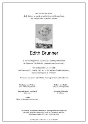Traueranzeige von Edith Brunner