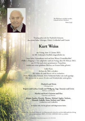 Traueranzeige von Kurt Weiss