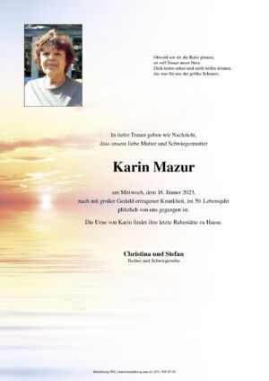 Traueranzeige von Karin Mazur