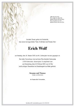 Traueranzeige von Erich Wolf