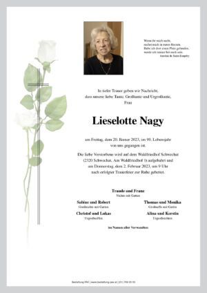 Traueranzeige von Lieselotte Nagy