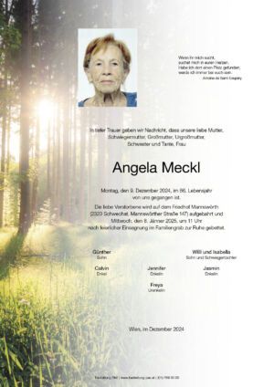 Traueranzeige von Angela Meckl