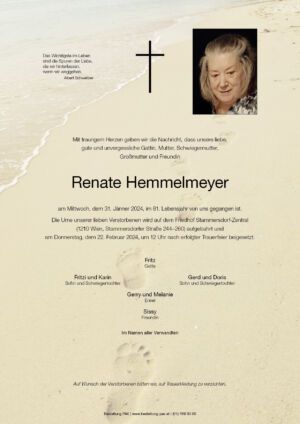 Traueranzeige von Renate Hemmelmeyer