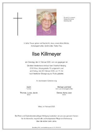 Traueranzeige von Ilse Killmeyer