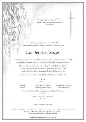 Traueranzeige von Gertrude Spanl