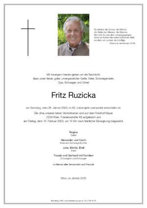 Traueranzeige von Fritz Ruzicka