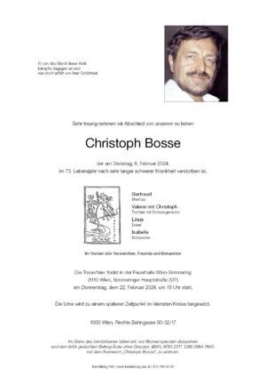Traueranzeige von Christoph Bosse
