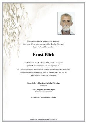 Traueranzeige von Ernst Böck