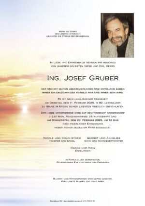 Traueranzeige von Ing. Josef Gruber