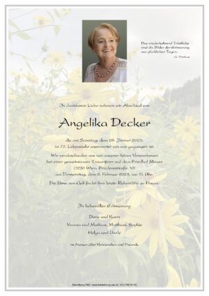 Traueranzeige von Angelika Decker