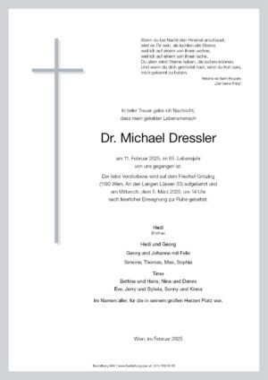 Traueranzeige von Michael Dressler