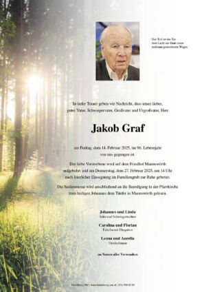 Traueranzeige von Jakob Graf