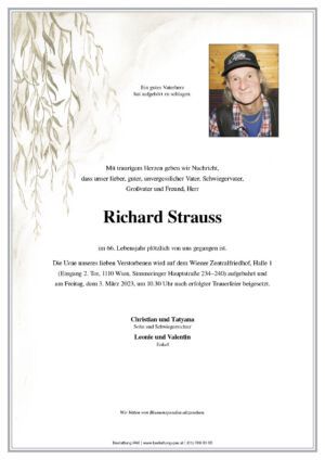 Traueranzeige von Richard Strauss