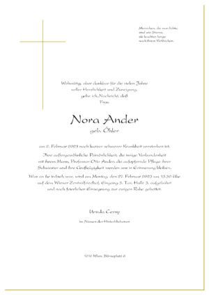 Traueranzeige von Nora Ander