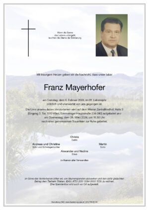Traueranzeige von Franz Mayerhofer