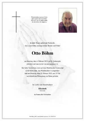 Traueranzeige von Otto Böhm