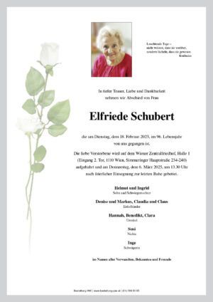 Traueranzeige von Elfriede Schubert