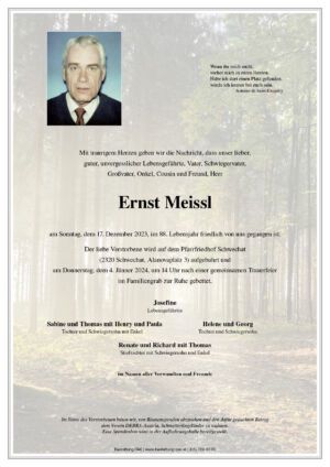 Traueranzeige von Ernst Meissl