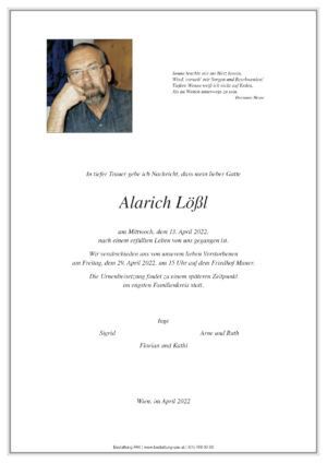 Traueranzeige von Alarich Lößl