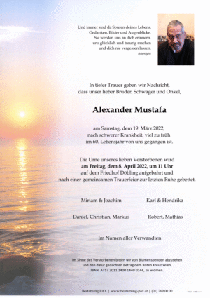 Traueranzeige von Alexander Mustafa
