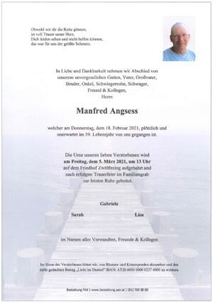 Traueranzeige von Manfred Angsess