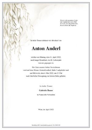 Traueranzeige von Anton Anderl