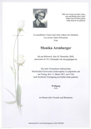 Traueranzeige von Monika Arenberger