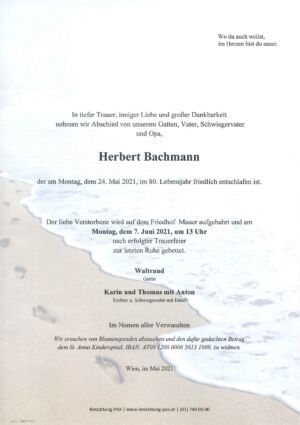 Traueranzeige von Herbert Bachmann