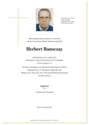 Traueranzeige von Herbert Banoczay