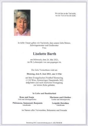 Traueranzeige von Liselotte Barth
