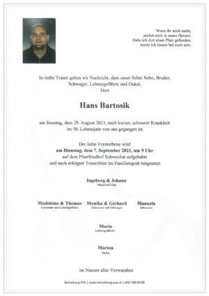 Traueranzeige von Hans Bartosik